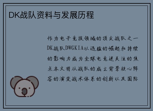 DK战队资料与发展历程